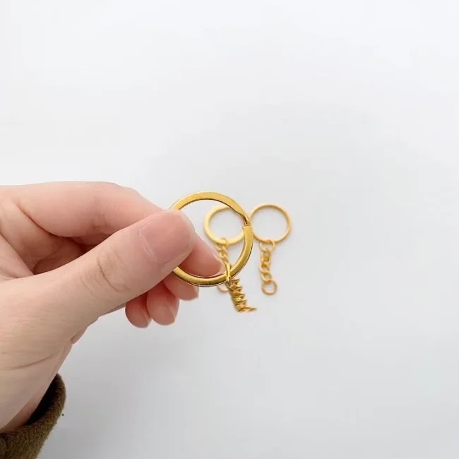 Trimming Shop Accessori per portachiavi in bronzo da 1 pollice con anello portachiavi in fettuccia, anello portachiavi con morsetti a linguetta metallica per cinturini da polso, fettuccia, cinture