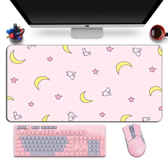MG Large Pink Waterproof Gaming Mousepad with Wrist Rest Cute Kawaii 600x350mm Rubber Laptop Desk Mat-in Stock