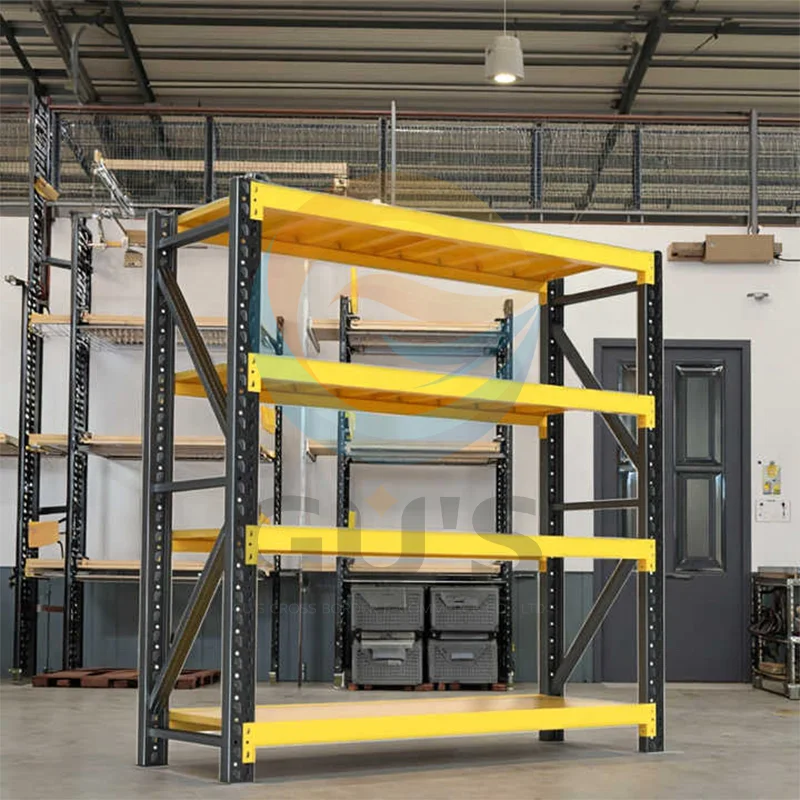 4段式頑丈な金属製収納ラック 工業用倉庫・家庭用ガレージ用シェルフ 商用スペース整理システム