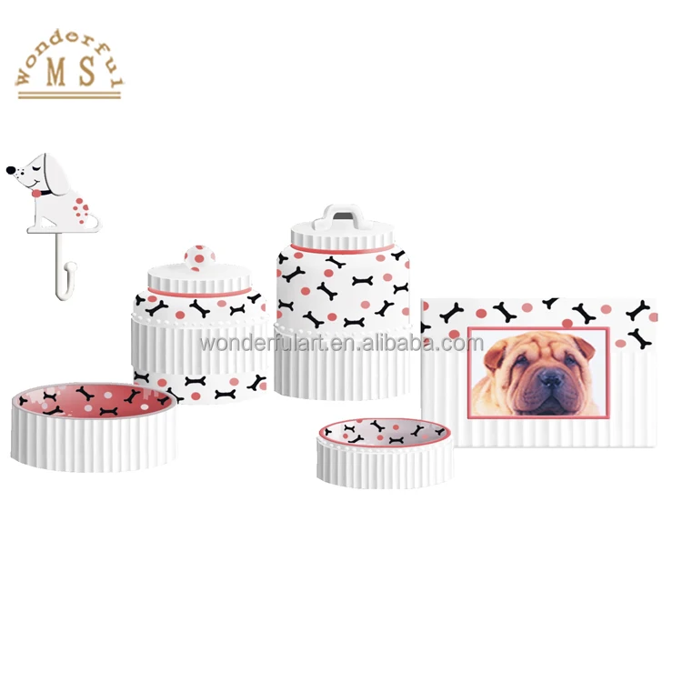 pet product plain series ceramic freeze dried container pet bowl food feeder treat jar porcelain storage for cats and dogs
