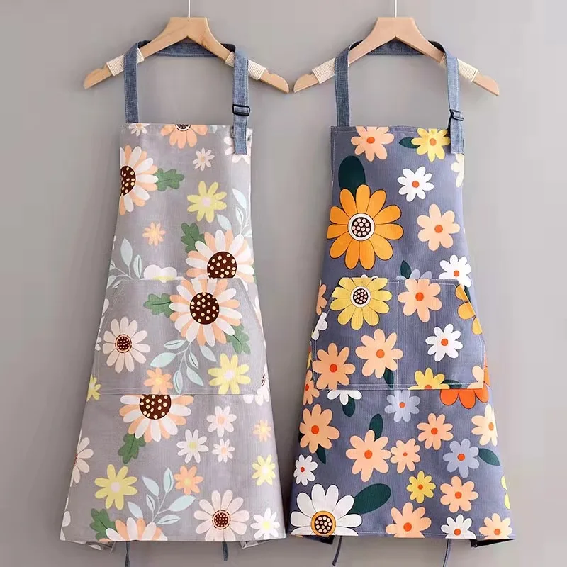 Children's Cotton Sleeveless Drawing Apron Waterproof Long-Sleeved Cover for Kindergarten Art Painting Kids Bib with Flowers