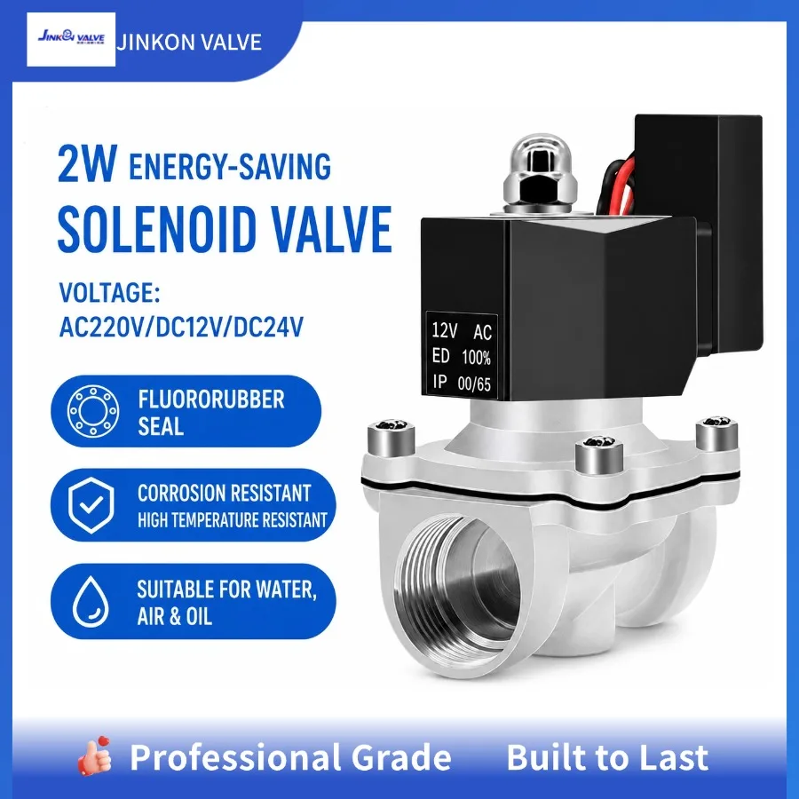 Solenoid Valve Stainless Steel 304 Diaphragm 12V 24V 220V Normally Closed 1-4 Port Control OEM Water Air Oil