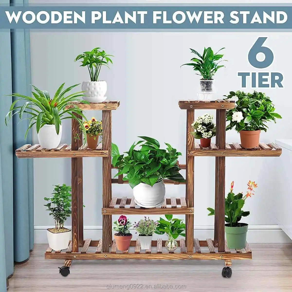 6 Tier wood shops plant stand garden patio