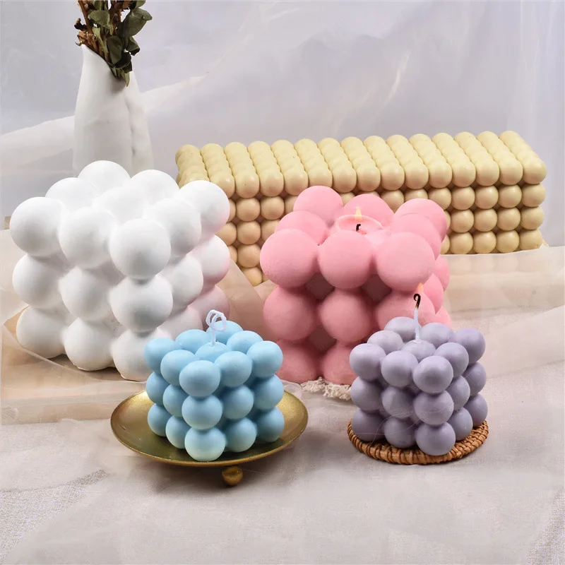 2 Pieces Innovation Candle Mold Pastry Molds Cube Non Stick Bubble Candle  Mold