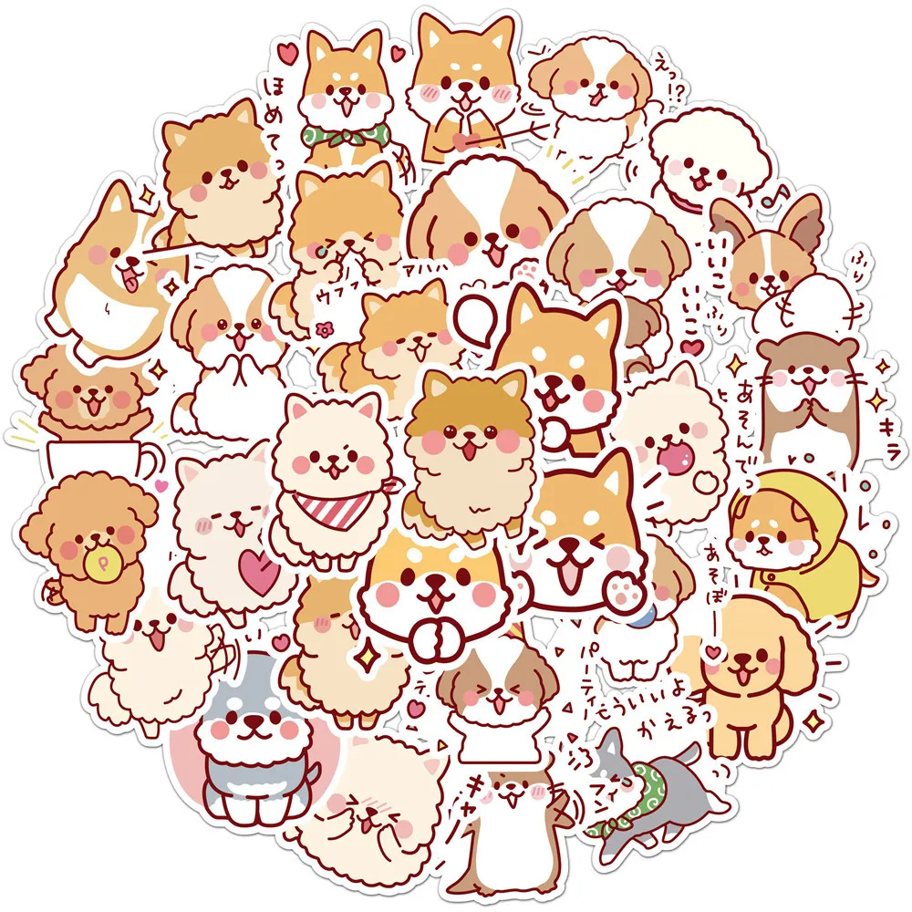 50pcs Cute Fluffy Dog Kawaii Vinyl Stickers For Laptop Luggage ...