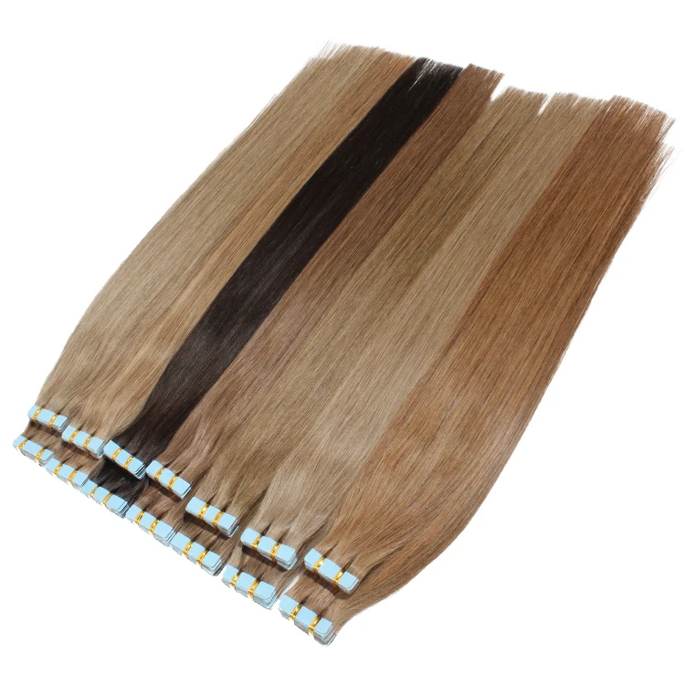 12A Grade Indian Raw Unprocessed Super Double Drawn Hair Tape In Hair Extension