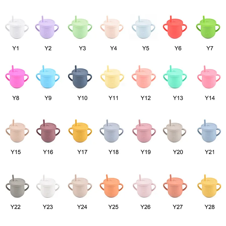 Auzen Eco-friendly Silicone Kids Cup 200ml with Food Grade Silicone Cup for the Baby Silicone Water Cup with Covers