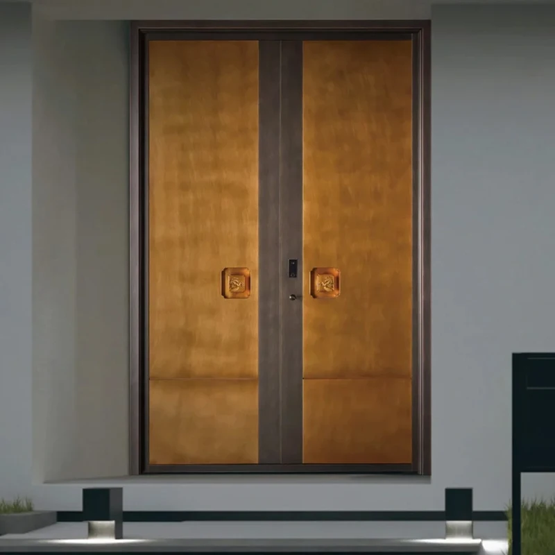 Custom Polished Copper Courtyard Entrance Garden Door Bronze Retractable Courtyard Gate for Villas Factory Direct