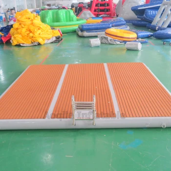 Heavy Duty Inflatable Swimming Deck Platform Floating Water Pad Mat Inflatable Floating Standard Platform With Ladder
