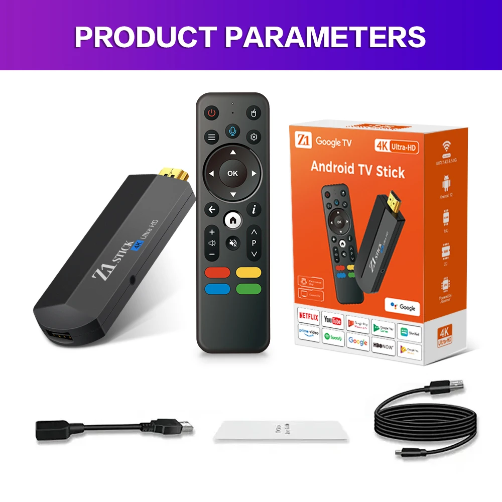 GREVA Android TV Stick 4K Ultra HD – Android 14 Met 2GB 16GB, WiFi 6, BT 5.0 & Voice Remote (Wit)