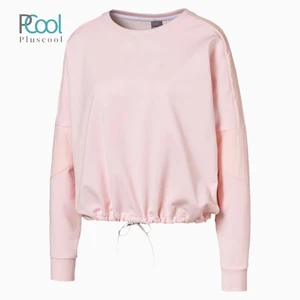 Fashion Style Plain Cropped Hoodie Ladies New Design Pink Women Sweat Shirt Long Sleeve Cropped Top Hoodie With Stringer