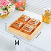 4-compartment amber PET striped dish with gold wooden base