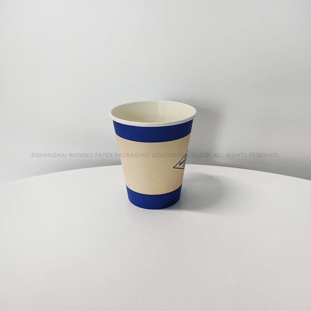 Ocean Blue And Beige Color Finishing Paper Cups With White Plastic Lids ...