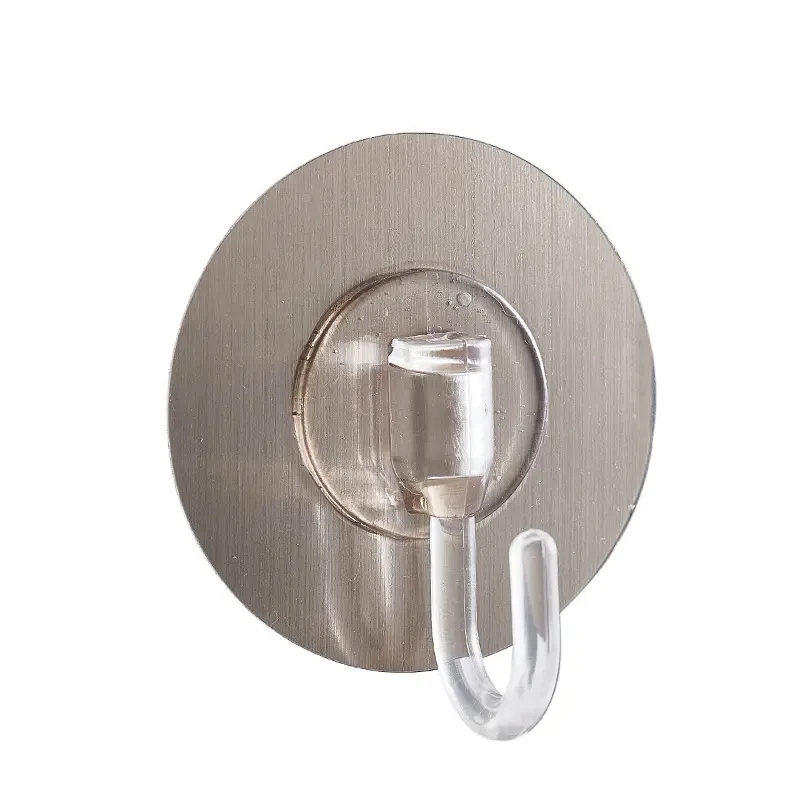 Crystal Round Traceless Suction Cup Hook Pc Plastic Large Bend Hook Transparent Wall Mounted Hook