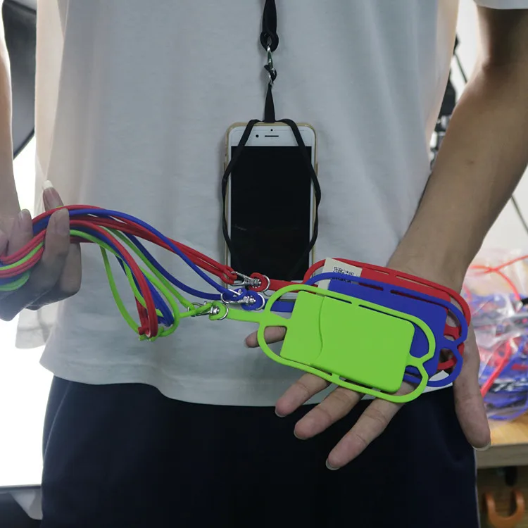 Tengchen New Irregular Shape Silicone Phone Case With Soft Strap And Pocket Universal Smartphone Lanyard_voghion.com