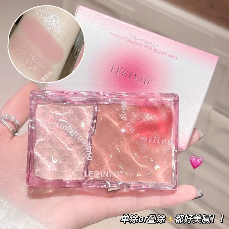 Customizable Logo LEEINTO Highlighter Palette Sweet Matte Shimmer Blush Palette for Girls