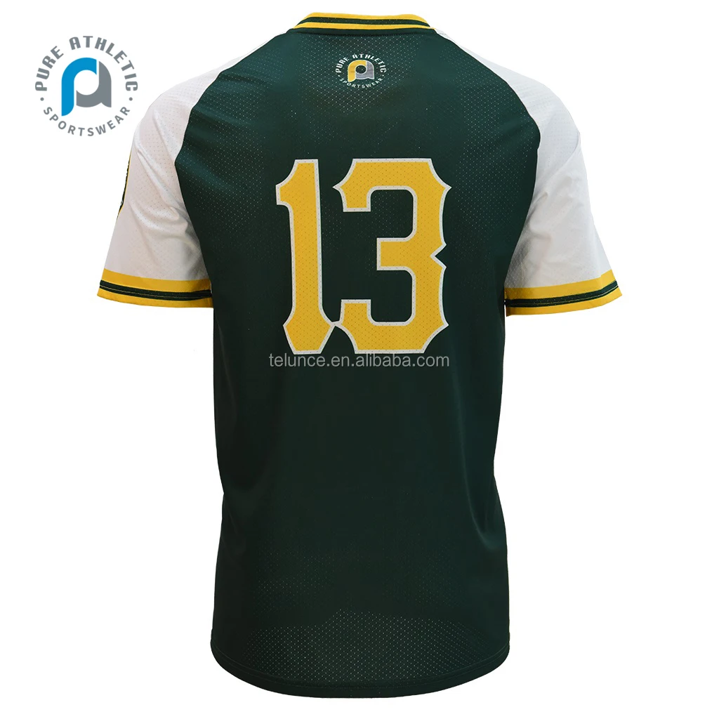 Source PURE customized high quality dark green baseball uniform printing  youth men blank sublimated baseball jersey on m.