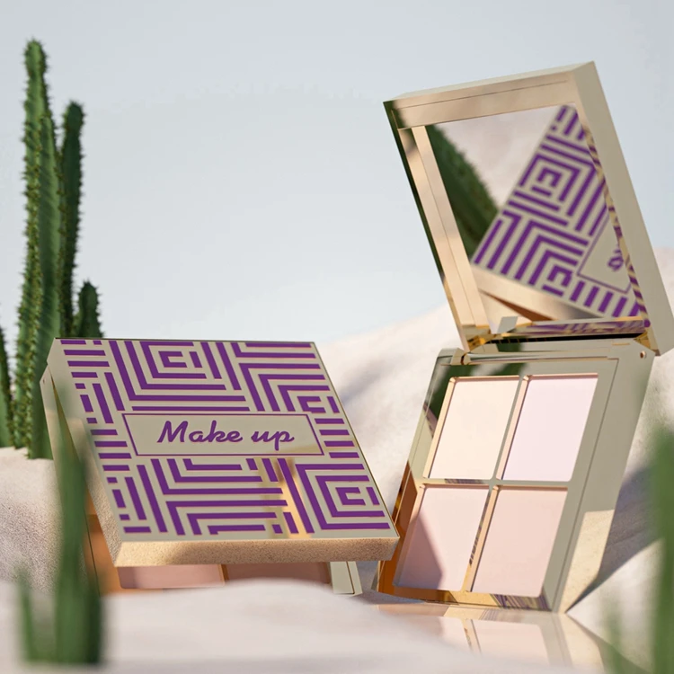 PC7050-A Fashionable Colorful Eyeshadow and Blush Case,eyeshadow Palette Plastic Case,empty Eyeshadow Palette Container case With Mirror