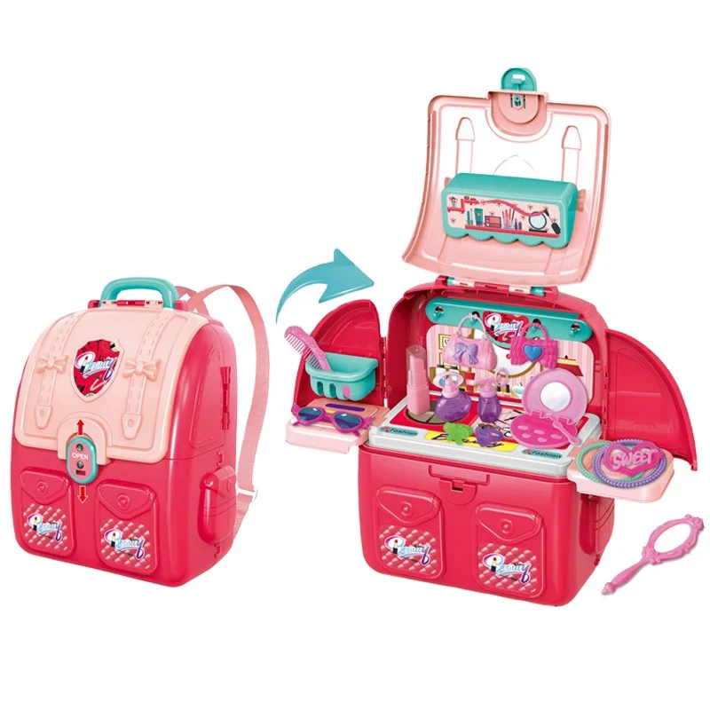 2 в 1 мешок ювелирных изделий Складная для девочек красивые ролевые игры одеваются пластиковая игрушка набор кистей макияжа