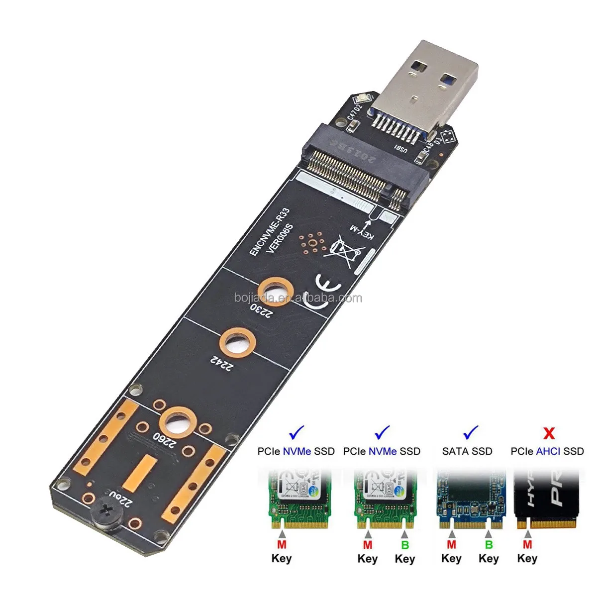 M.2 Ngff Key-m Key-b Key B-m Nvme Sata Ssd Adapter To Usb 3.0 Riser ...