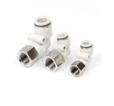PLF quick insertion PU air pipe quick connector 90 degree internal thread elbow black and white L-shaped right angle connector