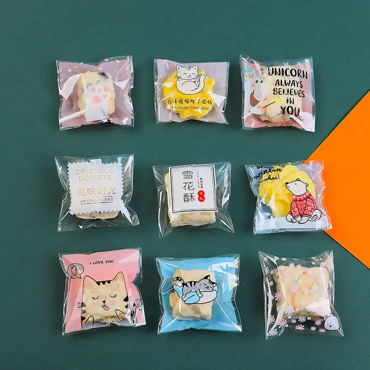 Custom Printed mini size Food Cookie Candy Biscuits Bread Packaging Plastic OPP Bag surface printing custom logo plastic opp bag