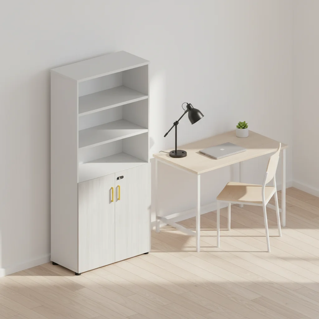 Tall Solid Wood Home Office Filing Cabinet with Three Adjustable Shelves Space-Saving Large Capacity Storage Solution 2