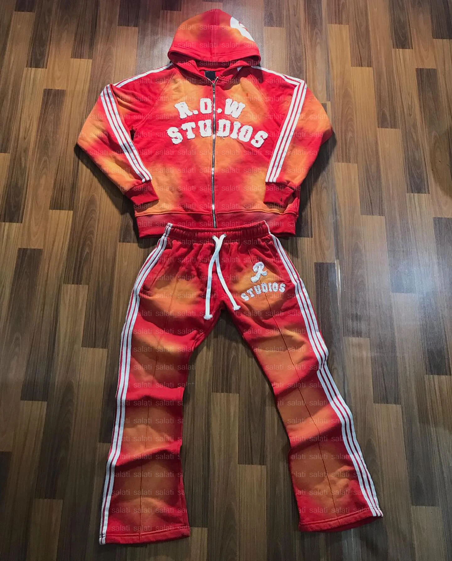 Custom Flared Sweatpants Hoodie Set Embroidered Jogging Suit Acid Washed Breathable Regular Fit Winter Tracksuits Men gallery 3