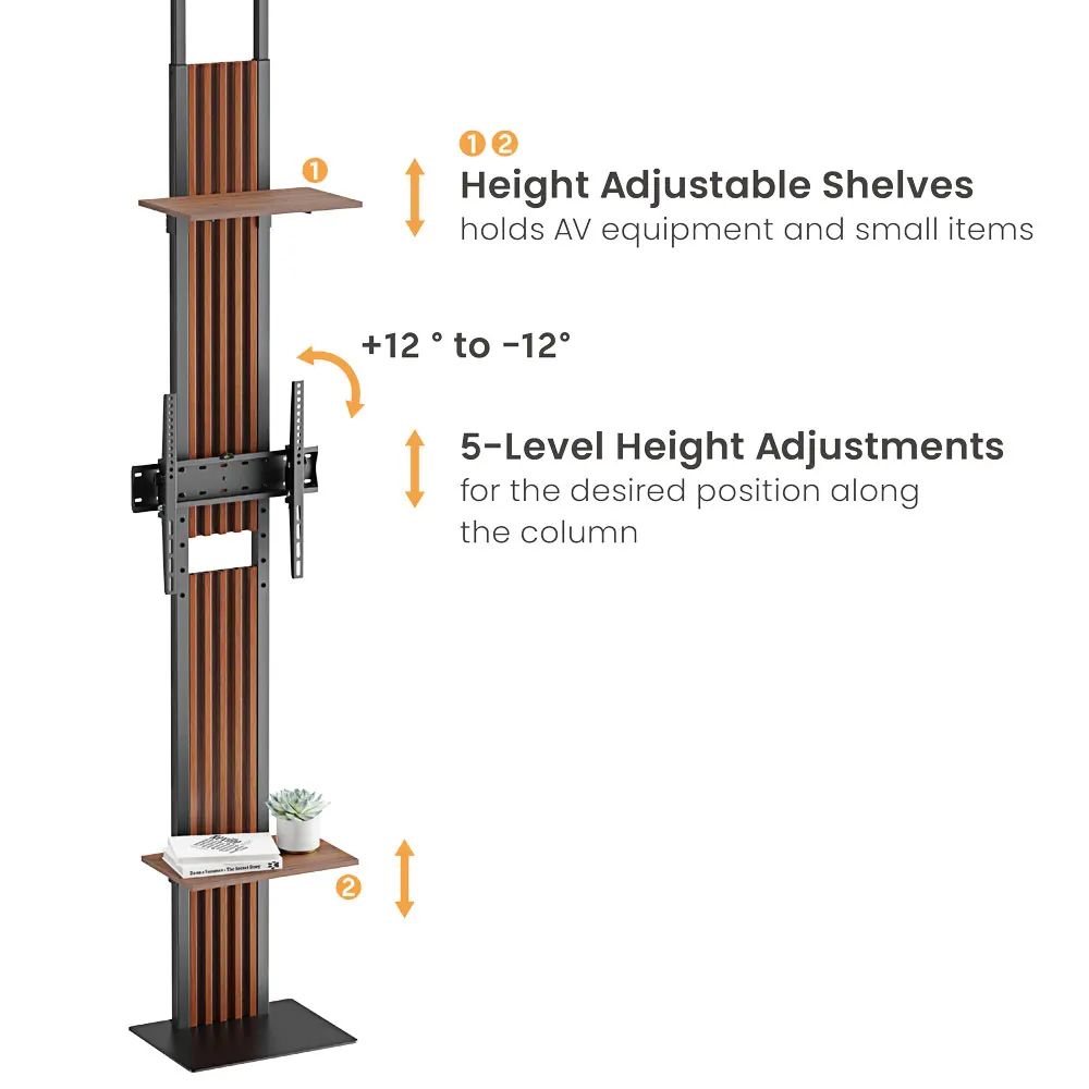 Height Adjustable Floortoceiling Tv Stand With Shelves For 32 To 65 Inches Tv Buy Tv Pole