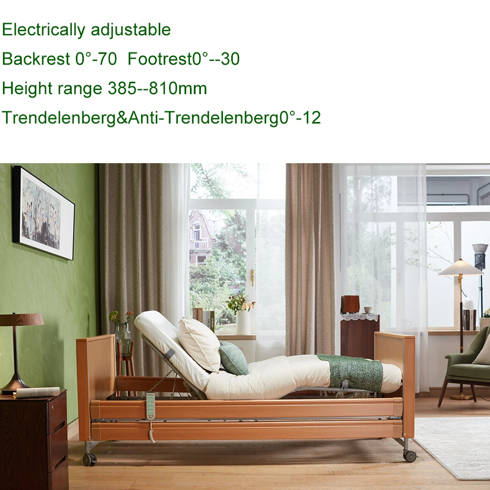 Wood Nursing Bed Electric Hospital Bed for Home Care Bed for the Elderly