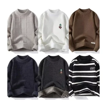 Men Sweater Fashion Warm Pullover Knitted Casual Wear Sweater Loose Autumn Winter Outdoor Tops Clothing