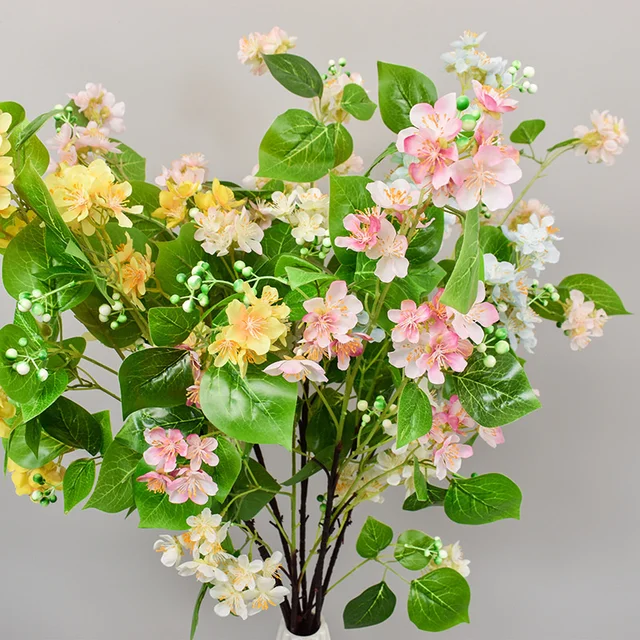 Decorative Flowers Good Price Wholesale Home Decor Accessories Silk Flower Cherry Blossom