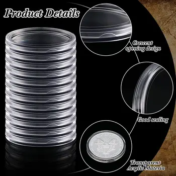 Pack De 20 Cápsulas De Plástico Para Monedas De 38 Mm | Fundas Transparentes Con Cierre Hermético | Ideales Para Coleccionistas