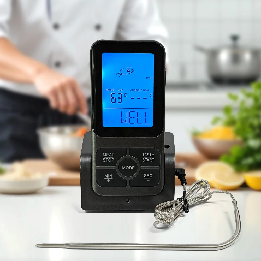Wireless Remote ABS Plastic Kitchen Cooking Thermometer Smart Digital Meat BBQ Oven Temperature Sensor Probe for Household Use
