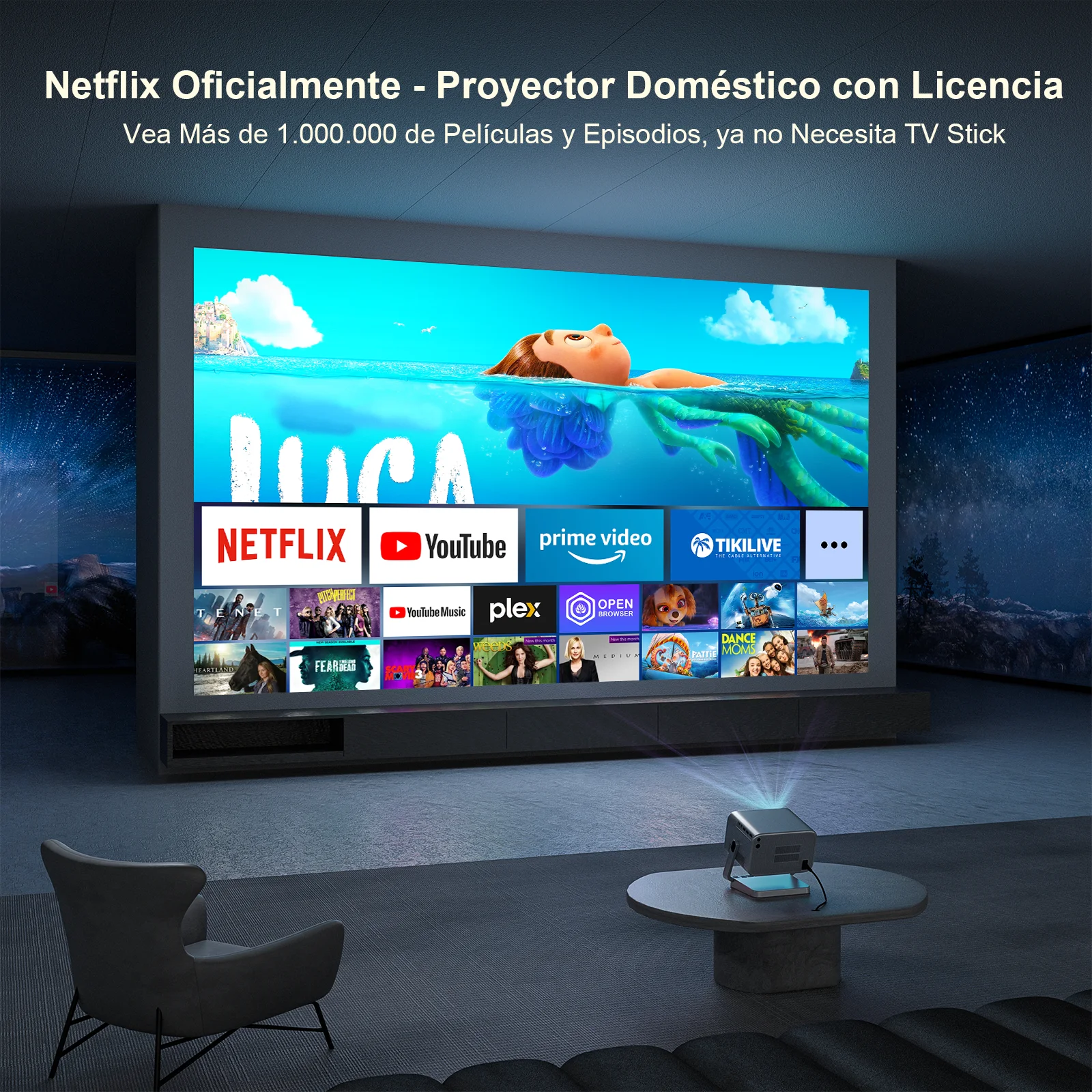 600 ANSI Outdoor Cinema Projector with Movie Screen