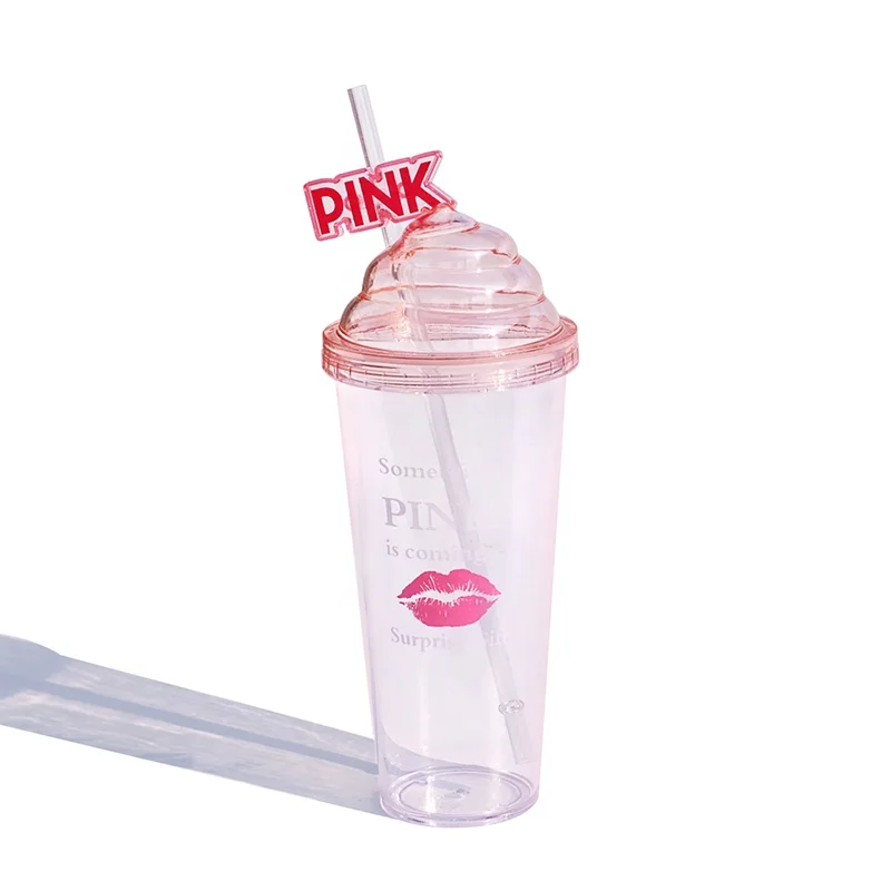 Пластиковые стаканы с принтом губ Girlwill крышками и соломинками 21 унций большая емкость подарочные кружки бутылки для воды поддержка пользовательского