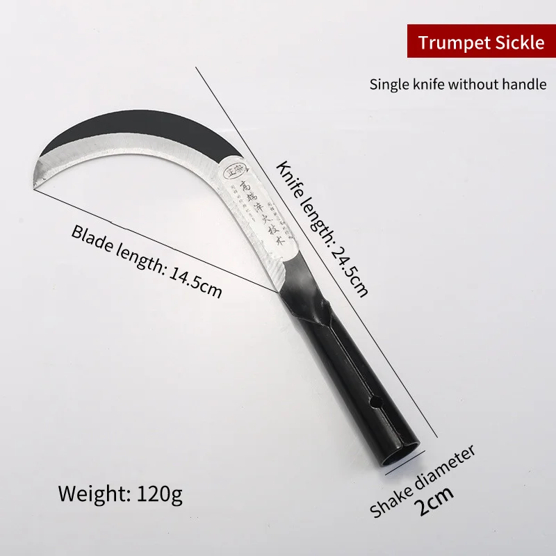 Rice Harvester Long Handle Grain Weeding Sickle Wholesale Grass Sickle Agricultural Wood Handle Sickle