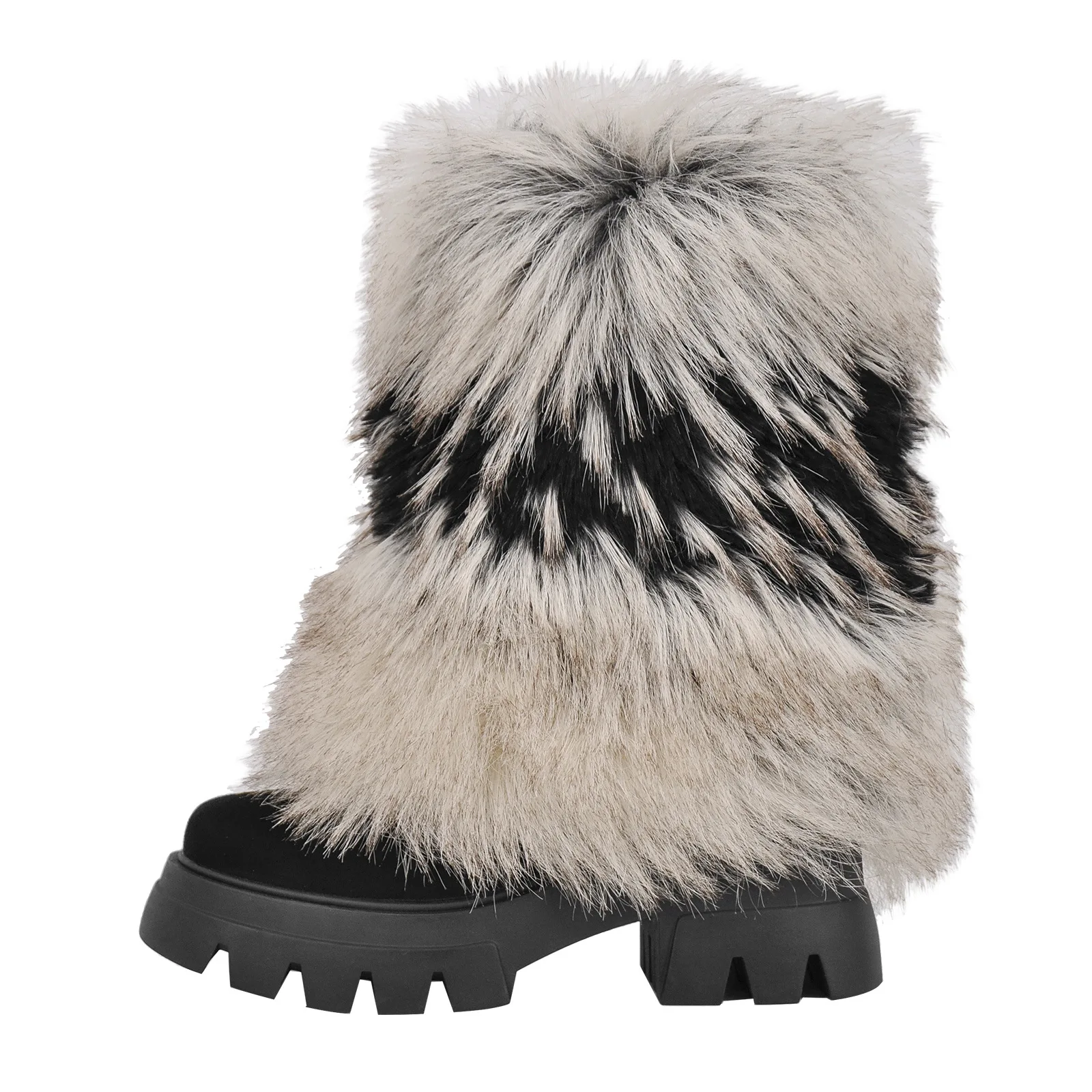 Plus Size Women Ankle Boots Warm Fluffy Ladies Thick Soled Fashion Luxury Women Snow Fur Winter Boots - Image 2