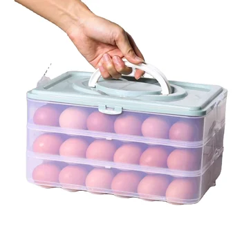 Large portable refrigerator food eggs storage box 24 egg tray kitchen dust-proof storage box with cover_algz_1600979042360