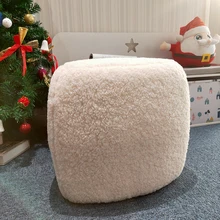 Customized 2020 New Design Christmas Factory Direct Price Cheap Lambs Wool Ottoman Stool