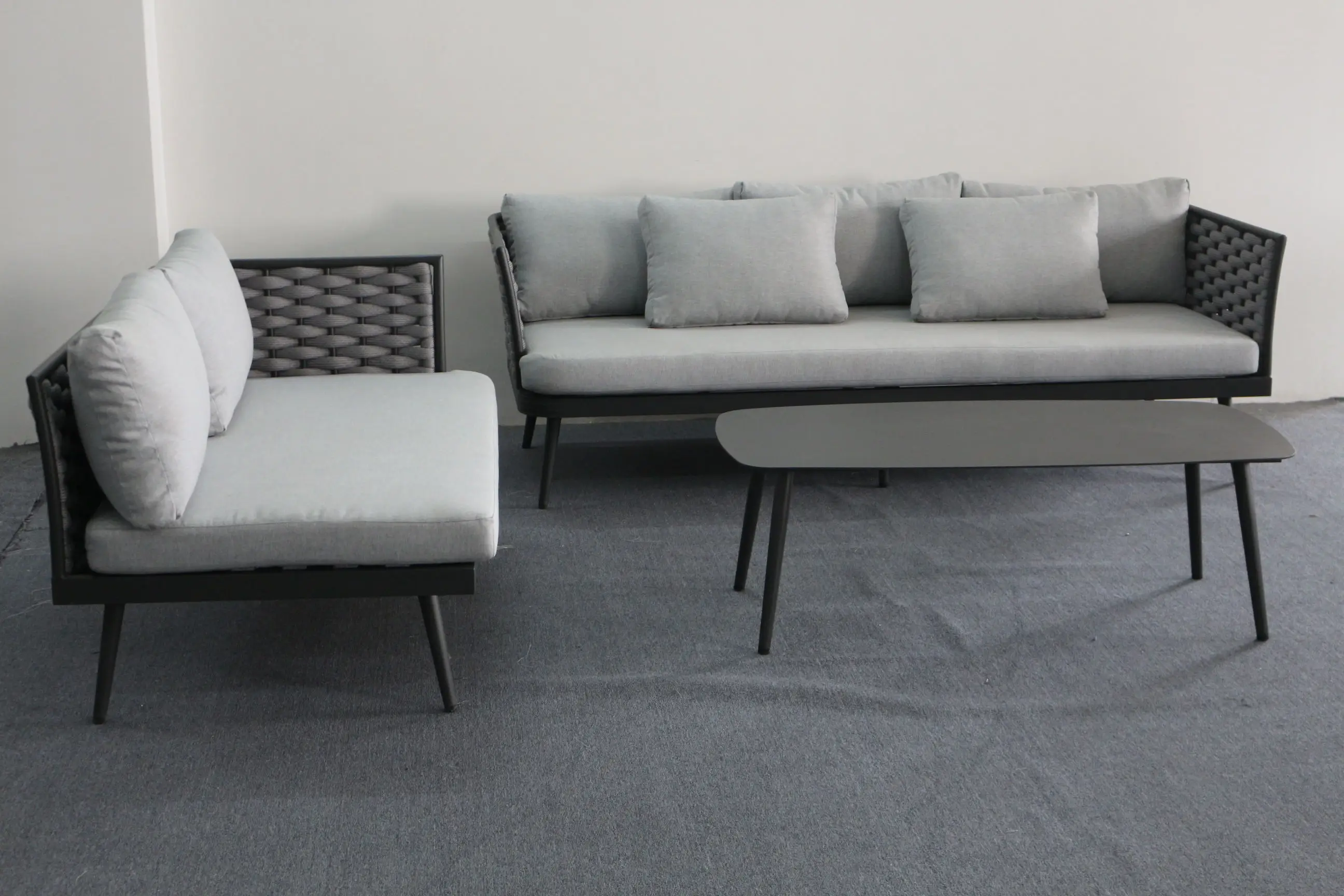 Simple Leisure Popular 2022 New Design Affordable Garden Backyard Sofa Aluminum Frame Rope Woven Outdoor Sofa Set