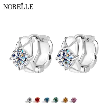 2025 New Arrival D Grade VVS 5mm 0.5ct Moissanite 925 Sterling Silver Unique Flower Shape Hoop Earrings for Women Wedding Gifts