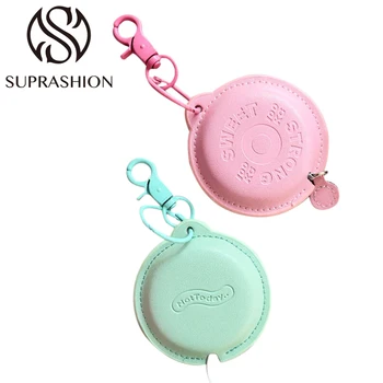 Custom PU Leather Tape Measure Portable Measuring Clothes Three Ruler key Chain Tape Measure Round Oil Edge