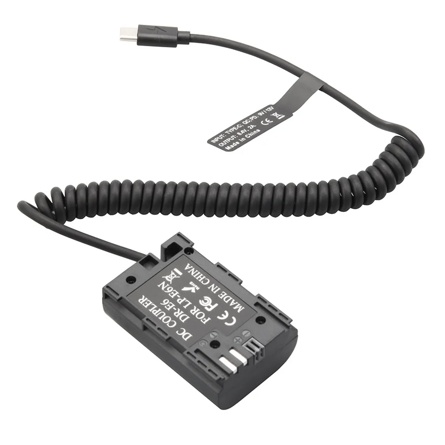 USB Type-C D-TAP to LP-E6N Dummy Battery for Canon R5 R5C R6 R7 R6
