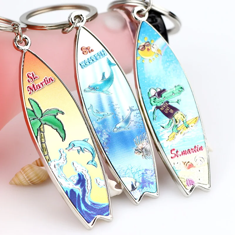 Personalized Unique Style Colorful Surfboard Keychain Summer Ocean