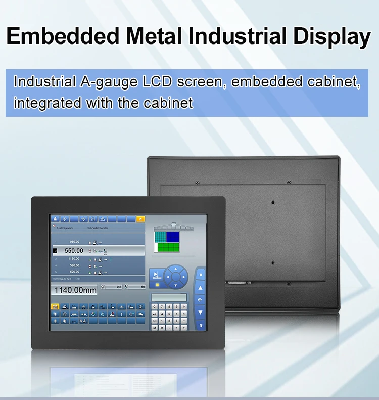 10 Inch Industrial VGA DVI Resistive square Touch Screen Metal Case TFT Display Embedded OEM ODM Industrial LCD Monitor