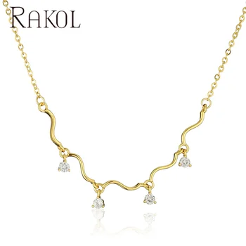 RAKOL NP5025 2022 New Fashionable Personality Fashion korean round White Zircon Diamond Twist Neckintheli Necklace