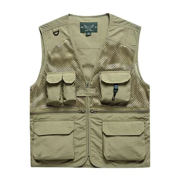 Personalized Mesh Multi Pockets Cargoes Fisherman Vest Fishing Journalist Photography Camping Waistcoat Vest