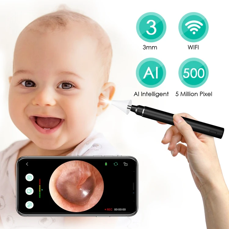 In Ear Cleaning Endoscope Wax Removal Wifi Ear Cleaner Stick Visual Video Camera Otoscope 3.9mm
