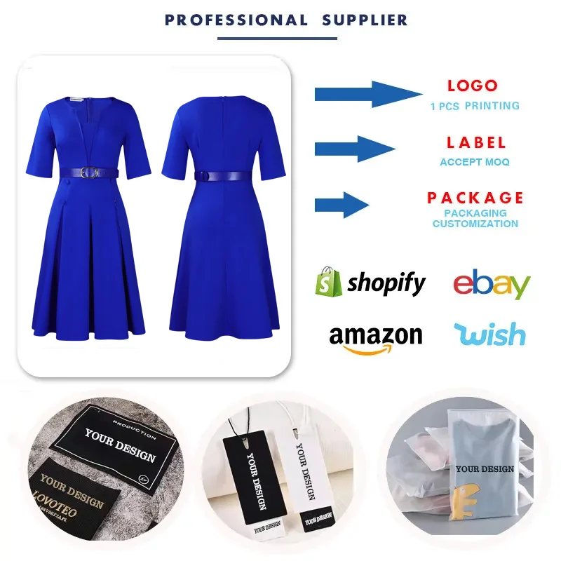 D533 último diseño primavera señoras vestidos de oficina mujeres